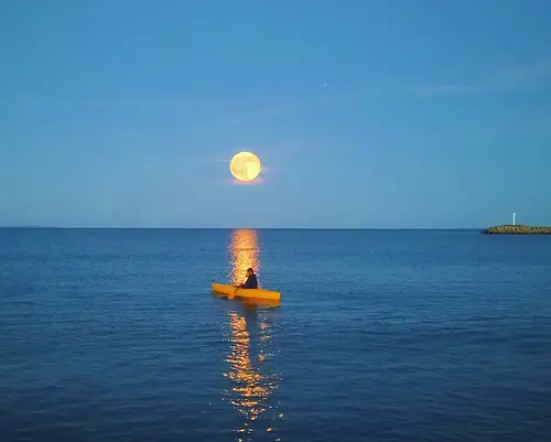 Moon viewing kayak and Dutch oven