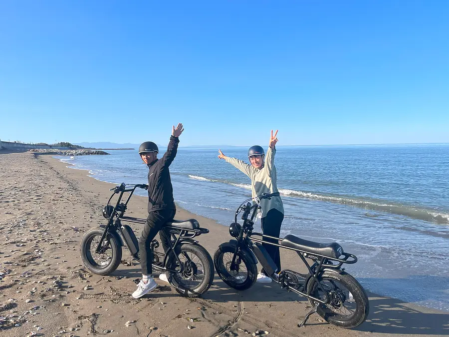 2 days only! Rental bicycles for riding on the sandy beach in Oyodo Fureai Campsite