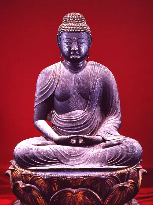 Wooden sitting statue of Amida Nyorai