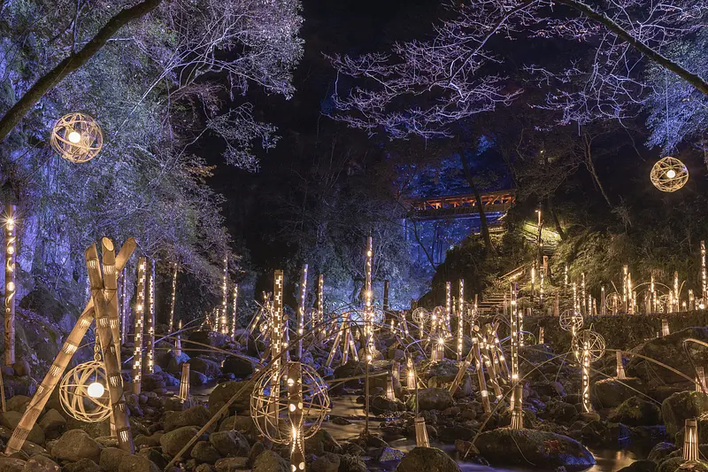 Cataratas Akame Shijuhachi misteriosa luz de bambú 006
